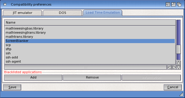 Screenshot of Compatibility prefs tool