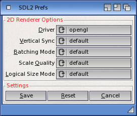 Screenshot of SDL2 prefs tool